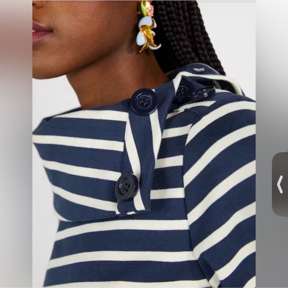 NWT Kate Spade Mainline Navy Blue and White‎ Striped Top Size Medium - Picture 2 of 12